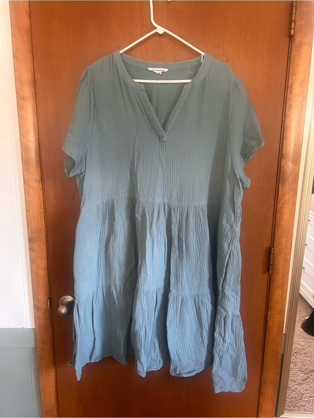 Lucky Brand Sage Green Tiered Gauze Dress
